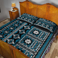 Fiji Masi Tapa Pattern Blue Quilt Bed Set - Polynesian Pride