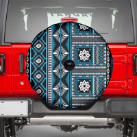 Fiji Masi Tapa Pattern Blue Spare Tire Cover - Polynesian Pride