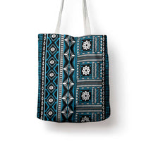 Fiji Masi Tapa Pattern Blue Tote Bag - Polynesian Pride