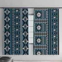 Fiji Masi Tapa Pattern Blue Window Curtain - Polynesian Pride