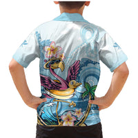 Hawaii Flamingo Family Matching Mermaid Dress and Hawaiian Shirt Plumeria Tropical Beach