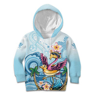 Hawaii Flamingo Kid Hoodie Plumeria Tropical Beach LT01 Hoodie Blue - Polynesian Pride