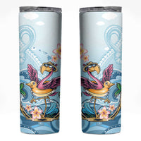 Hawaii Flamingo Skinny Tumbler Plumeria Tropical Beach LT01 Blue - Polynesian Pride