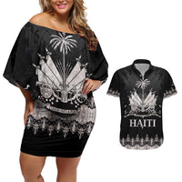 Haiti Neg Marron Silver Couples Matching Off Shoulder Short Dress and Hawaiian Shirt Hope is Nothing Without Action