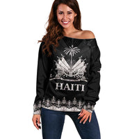 Haiti Neg Marron Silver Off Shoulder Sweater Hope is Nothing Without Action