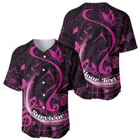 Personalised Survivor Melody Pink Baseball Jersey Breast Cancer Polynesian Pattern LT01 - Polynesian Pride