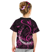 Personalised Survivor Melody Pink Kid T Shirt Breast Cancer Polynesian Pattern LT01 - Polynesian Pride