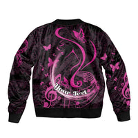 Personalised Survivor Melody Pink Sleeve Zip Bomber Jacket Breast Cancer Polynesian Pattern