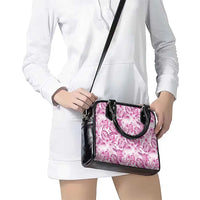 Pink Ribbon Hibiscus Tropical Pattern Shoulder Handbag Breast Cancer