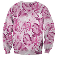 Pink Ribbon Hibiscus Tropical Pattern Sweatshirt Breast Cancer
