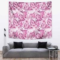 Pink Ribbon Hibiscus Tropical Pattern Tapestry Breast Cancer LT01 Pink - Polynesian Pride