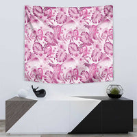Pink Ribbon Hibiscus Tropical Pattern Tapestry Breast Cancer LT01 - Polynesian Pride