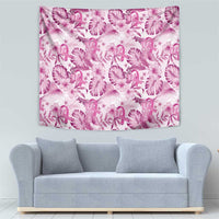 Pink Ribbon Hibiscus Tropical Pattern Tapestry Breast Cancer LT01 - Polynesian Pride