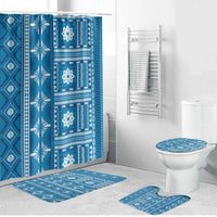 Fiji Masi All Blue Bathroom Set Tapa Pattern - Polynesian Pride