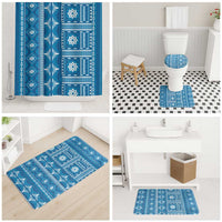 Fiji Masi All Blue Bathroom Set Tapa Pattern - Polynesian Pride