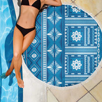 Fiji Masi All Blue Beach Blanket Tapa Pattern - Polynesian Pride