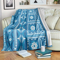 Fiji Masi All Blue Blanket Tapa Pattern - Polynesian Pride