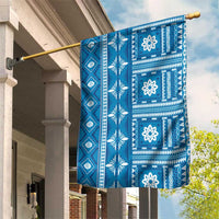 Fiji Masi All Blue Garden Flag Tapa Pattern - Polynesian Pride
