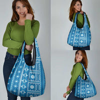 Fiji Masi All Blue Grocery Bag Tapa Pattern - Polynesian Pride