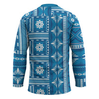 Fiji Masi All Blue Hockey Jersey Tapa Pattern - Polynesian Pride