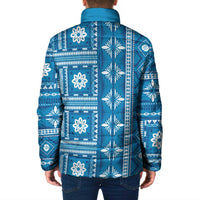 Fiji Masi All Blue Padded Jacket Tapa Pattern - Polynesian Pride