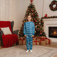 Fiji Masi All Blue Christmas Pajama Set Tapa Pattern - Polynesian Pride