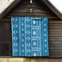 Fiji Masi All Blue Quilt Tapa Pattern - Polynesian Pride