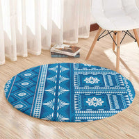 Fiji Masi All Blue Round Carpet Tapa Pattern - Polynesian Pride