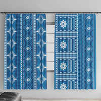 Fiji Masi All Blue Window Curtain Tapa Pattern - Polynesian Pride
