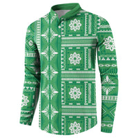 Fiji Masi All Green Button Sweatshirt Tapa Pattern - Polynesian Pride