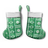 Fiji Masi All Green Christmas Stocking Tapa Pattern - Polynesian Pride