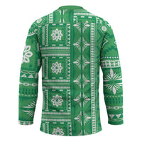 Fiji Masi All Green Hockey Jersey Tapa Pattern - Polynesian Pride
