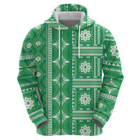 Fiji Masi All Green Hoodie Tapa Pattern - Polynesian Pride