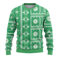 Fiji Masi All Green Ugly Christmas Sweater Tapa Pattern - Polynesian Pride