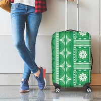 Fiji Masi All Green Luggage Cover Tapa Pattern - Polynesian Pride