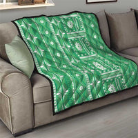 Fiji Masi All Green Quilt Tapa Pattern - Polynesian Pride