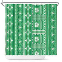 Fiji Masi All Green Shower Curtain Tapa Pattern - Polynesian Pride