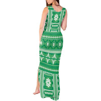 Fiji Masi All Green Tank Maxi Dress Tapa Pattern - Polynesian Pride
