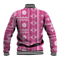 Fiji Masi All Pink Baseball Jacket Tapa Pattern - Polynesian Pride