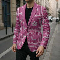 Fiji Masi All Pink Blazer Tapa Pattern - Polynesian Pride