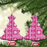 Fiji Masi All Pink Ceramic Ornament Tapa Pattern - Polynesian Pride
