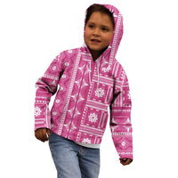 Fiji Masi All Pink Kid Hoodie Tapa Pattern - Polynesian Pride