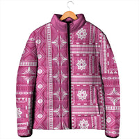 Fiji Masi All Pink Padded Jacket Tapa Pattern - Polynesian Pride