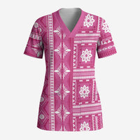 Fiji Masi All Pink Scrub Top Tapa Pattern - Polynesian Pride