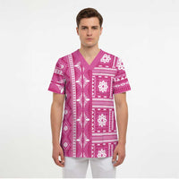 Fiji Masi All Pink Scrub Top Tapa Pattern - Polynesian Pride