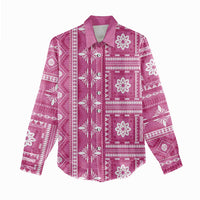 Fiji Masi All Pink Women Casual Shirt Tapa Pattern - Polynesian Pride