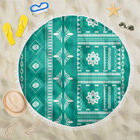 Fiji Masi All Teal Beach Blanket Tapa Pattern - Polynesian Pride