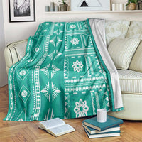 Fiji Masi All Teal Blanket Tapa Pattern - Polynesian Pride