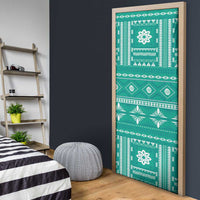 Fiji Masi All Teal Door Cover Tapa Pattern - Polynesian Pride