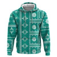 Fiji Masi All Teal Hoodie Tapa Pattern - Polynesian Pride